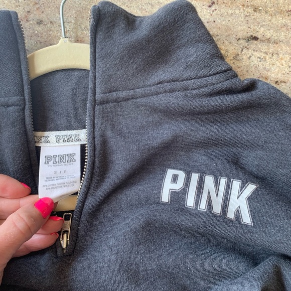 PINK Victoria’s Secret gray pull over sweatshirt, size small - Picture 2 of 5